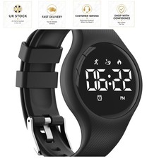 Kids Waterproof Step Counter Watch - Digital Fitness Tracker with Alarm in Black