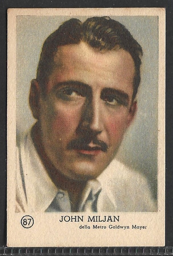 CONCORSO DEL LEONE 100 artisti MGM 1937 : figurina n. 87 - JOHN MILJAN