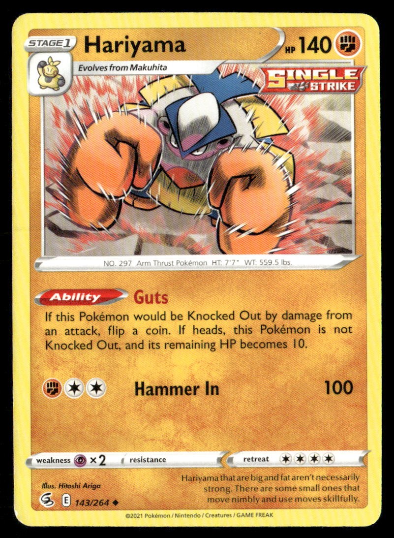 Hariyama Fusion Strike 143 Uncommon Pokemon Near Mint