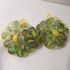 2 Bags 22 Count Each Glass Cat Eyes Marbles Reds Blues Yellow Green