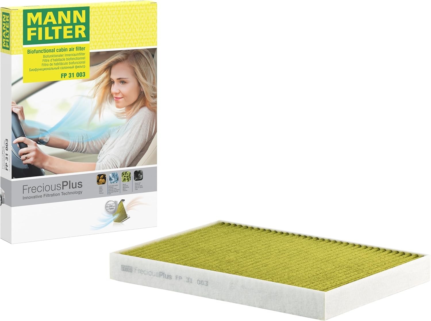 Mann Filter FP 21 003 Cabin Air Filter Biofunctional Pollen 31.1x22x3.1cm New