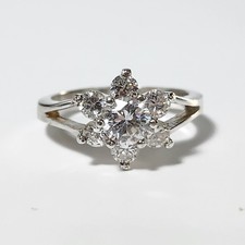 925 Sterling Silver Cubic Zirconia Flower Cluster Ring Size 6