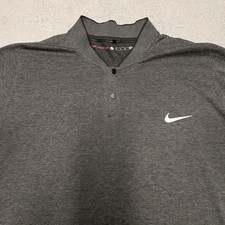 Nike Tiger Woods Blade Collar Polo Mens XL Gray Performance Golf TW Dri Fit