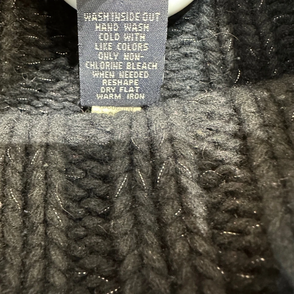 Suéter de cuello alto tejido hilo negro plateado mezcla de angora lana de cordero Gap para mujer M Foto 3 de 4