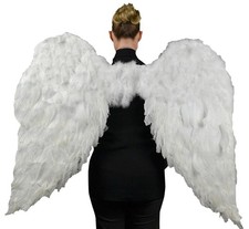 Touch of Nature White Adult Angel Wings - 52" by 36" - Halo Included - White Fea