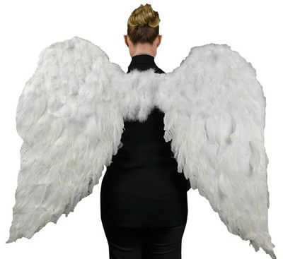 Touch of Nature White Adult Angel Wings - 52'' by 36'' - Halo Included - White Fea