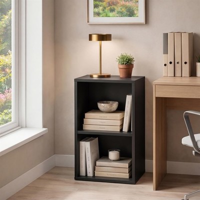 Oxford Bücherregal 2 Ebenen Würfel Regal Aufbewahrung Display Holz Ständer Möbel Schwarz