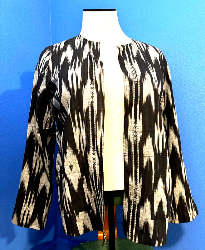 J JILL nwt PUREJILL blouse IKAT OPEN FRONT BOHO SHIRT long sleeve womens L XL