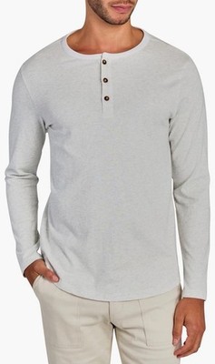 Brooklyn Brigade Slim Fit Solid Cotton Stretch White Henley - L