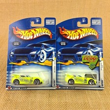 2002 Hot Wheels #015 Tantrum Neon Yellow First Editions 3SP PR5 Lot of 2