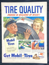 Vtg Mobil Ad Deluxe Tires 1948 Perfect To Frame Free Shipping