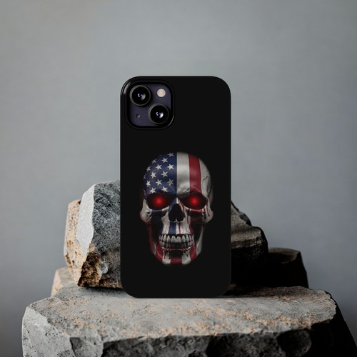 Für iPhone 16 Pro Max, 15, 14, 13-11, Slim Handyhülle, American Skull Flag Cover - Bild 38 von 83