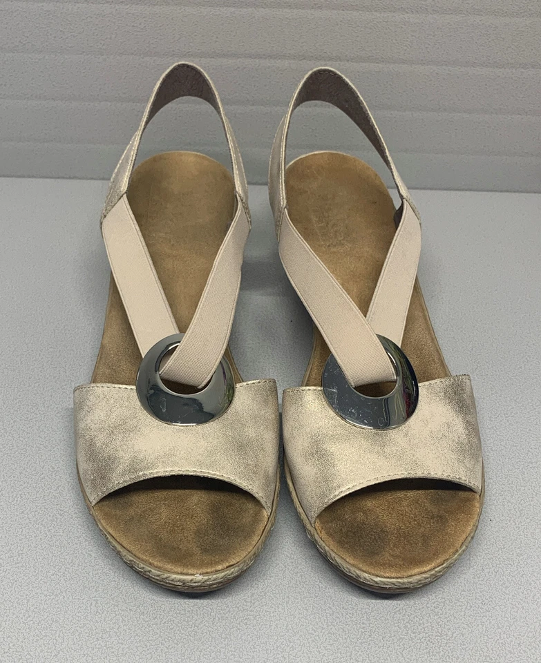 Women’s Reiker FANNI H6 Metallic gold-Size 39/ US 8 Wedge Shoes-Orig. Price-$110 - Image 3 of 4