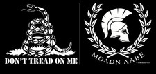 8  Molon Labe Gadsden Dont Tread Vinyl Car Truck Sticker 2pk White