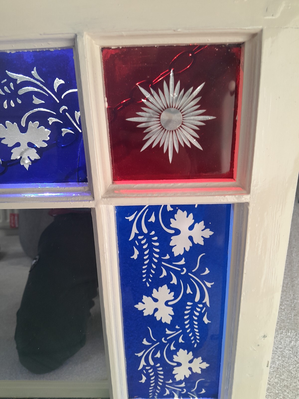 Antique Stained Glass Window Mirror eBay