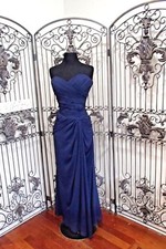 2707 BILL LEVKOFF 1146 SZ 10 NAVY BLUE CHIFFON FORMAL DRESS GOWN 255