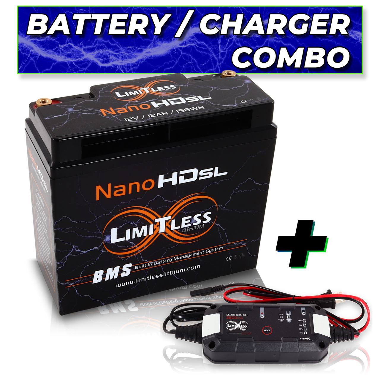LIMITLESS LITHIUM NANO-HD SL 12AH MOTORCYCLE POWER SPORTS BATTERY CHARGER NEW