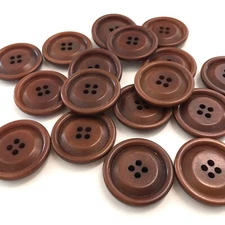 24 Buttons Rim Brown Plastic 4-Hole Sew Through Sewing 25 mm #BR17