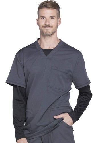 Dickies Dynamix Men Scrubs Top V-Neck DK640, Size: M, Pewter - Picture 6 of 8