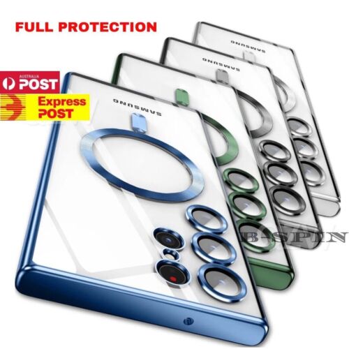 For Samsung S24 S23 S22 Ultra S21 Shockproof Clear MagSafe Magnetic Case Cover - Picture 1 of 25