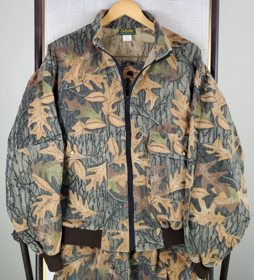 VTG CABELAS Sz Large Mens Camo Hunting Set Jacket Pants Made in USA Cotton/Poly - Image 2 of 4