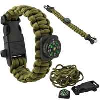 Outdoor Paracord Survival Armband ÜBerlebensarmband Feuerstein, Kompass, Pfeife