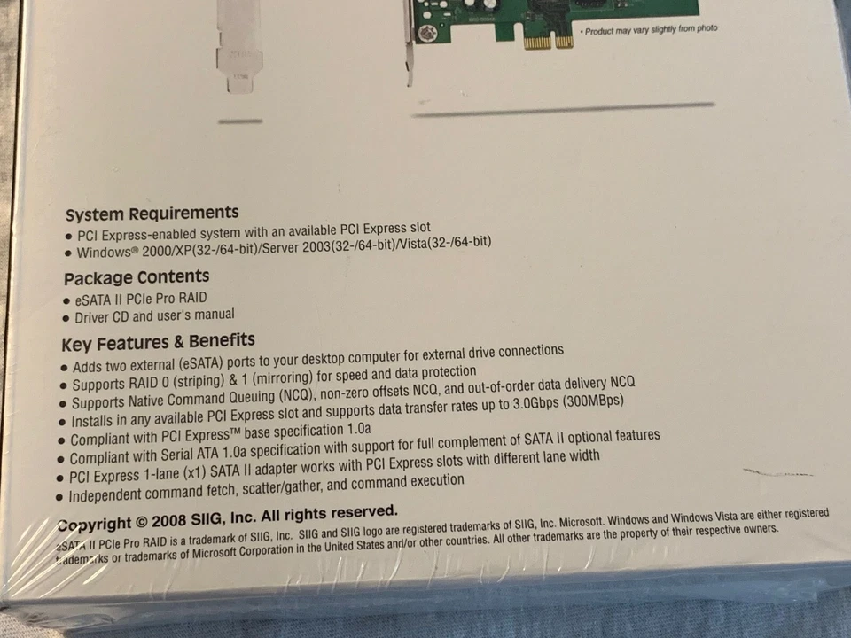 SIIG ESATA II PCIE PRO RAID CONTROLLER SC-SAE312-S3 - Image 3 of 4