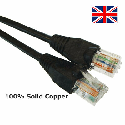 Cat6 Ethernet externes Kabel Netzwerk schwarz RJ45 Patch Lead POE LAN 1m - 100 m Set