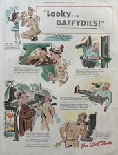 1939 Shell Oil Looky Daffydils Mr Potts Cartoon Service Station Vintage Print Ad