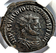 Diocletian Roman Empire AD 284-305 NGC AU Aurelianianus Soldier Spear Victory
