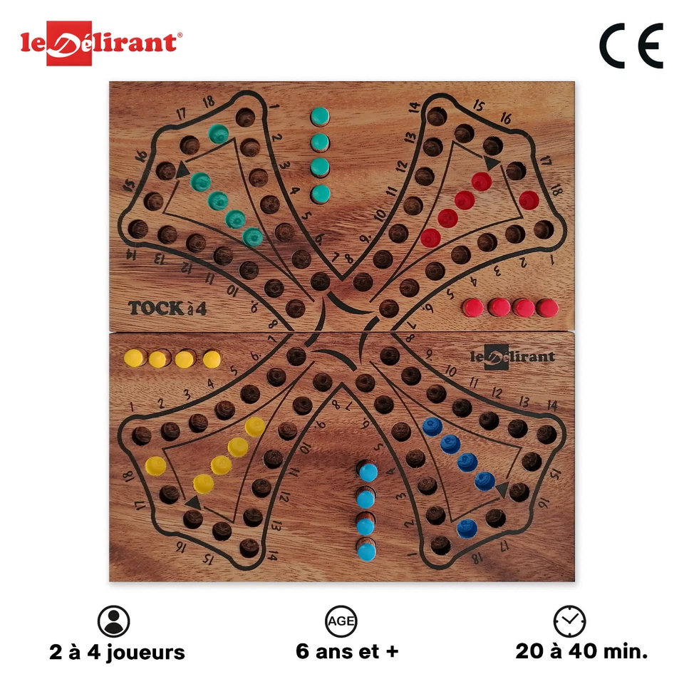 Jeu de TOC - TOCK en bois de 2 à 4 joueurs, CE jeux de société TAC TIK TAK TIC - Photo 4/4