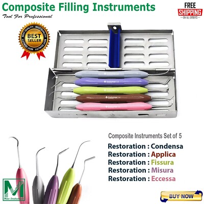 Dental Composite Resin Filling Filled Repair Spatula Instruments Tools 6 Pcs/kit