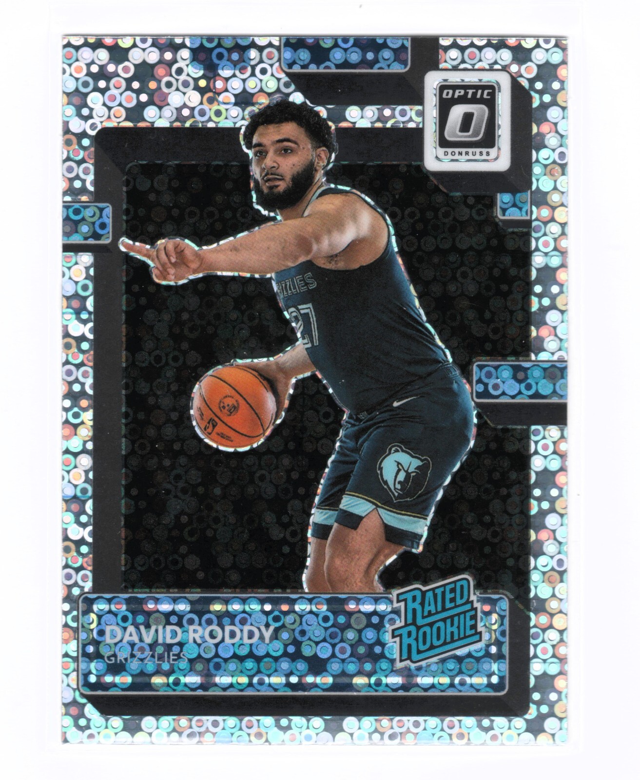 2022-23 Optic #225 David Roddy Fast Break Prizm RATED ROOKIE Disco Memphis Mint