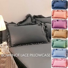 Bowknot Ruffle Frill Pillow Case Pillowcase Bedding Modern Covers Home Decor 1X