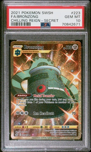 Pokemon Chilling Reign Bronzong 223/198 Holo Foil Secret Rare Gold PSA 10
