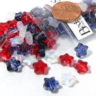 100 Patriotic White AB and Red & Blue Beads USA Flag Theme Glass Star 8mm Beads
