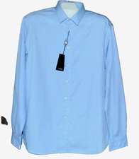 Verri Dress Men's Blue Plaids Cotton Button Shirt Size 44/17.5