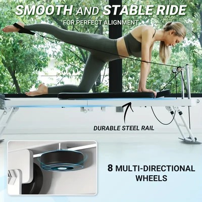 Foldable Pilates Reformer Workout pilate Machine Fitness Full Body Yoga Reformer