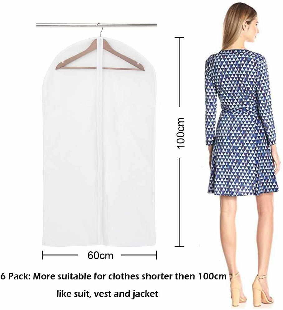 Syeeiex Kleidersäcke Zum Aufhängen – 6 Stück, 101,6 Cm, Transparent, Mit 10,2 Cm Zwickel Für Mäntel, Anzüge & Kleider