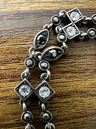 Vintage Rhinestone Double Strand Chain Bracelet 7.5" - Picture 8 of 12