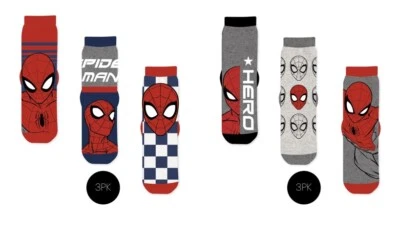 Spiderman Socks 2 Designs 3 Sizes 3 Pack Marvel Childrens
