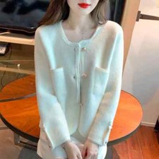 Giacca Cappotto Donna Blazer Elegante Slim Fit Bianco Oro Tweed Slim 38231