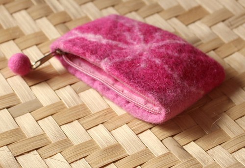 Flower Women's Felt Coin Purse Pouch Nepal 3x5 inches - Picture 2 of 14