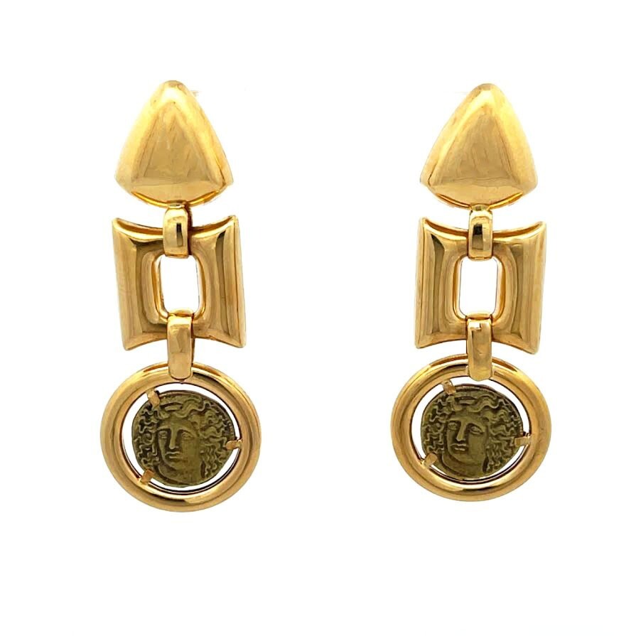 UNOAERRE Coin Dangle Earrings in 18k Yellow Gold - image 1