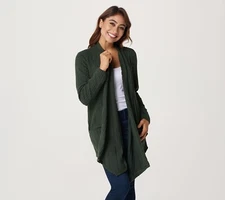 NEW DENIM & CO BRUSHED RIB LONG SLEEVE CARDIGAN GREEN SZ 2XP #F614