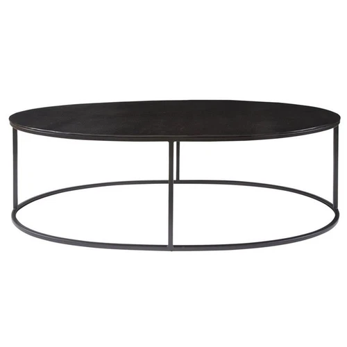 Uttermost Coreene Oval Iron Metal and Aluminum Coffee Table in Aged Black - Picture 3 of 6