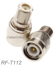 2-Pack F Female Jack to TNC Male Plug RF Adapter, CablesOnline RF-T112-2