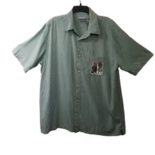 The Big Lebowski Breakwater Button up Collared Shirt Size L Front/Back Graphics