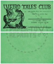 WEIRD TALES CLUB MEMBERSHIP CARD - VINTAGE REPRINT
