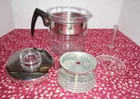VINTAGE PYREX 4 CUP GLASS FLAME WARE PERCOLATOR COFFEE POT 8854B, METAL LID